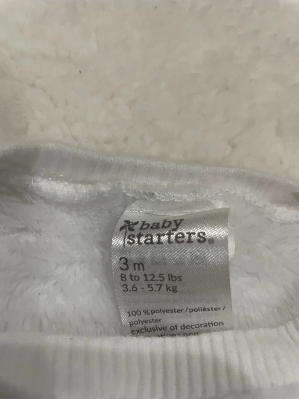 Baby Starters White Fleece Snowman One-Piece with Hat